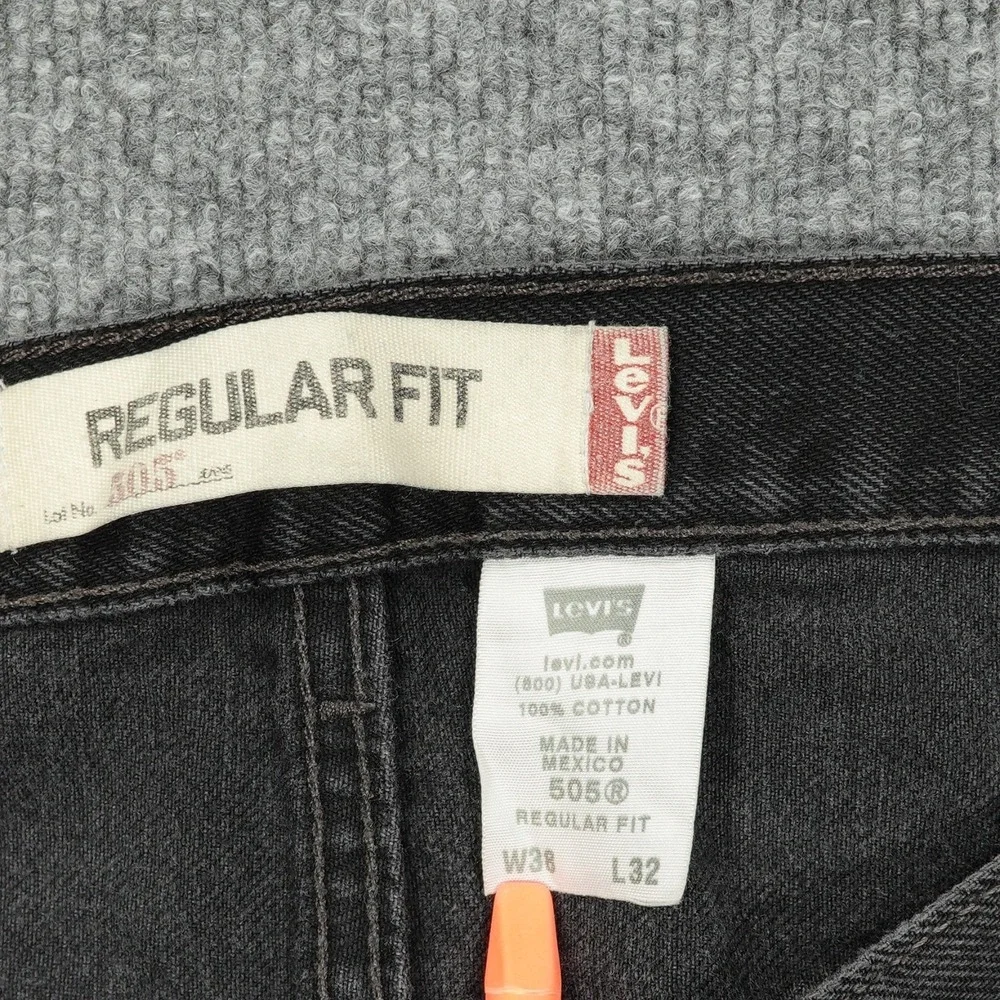 Vintage Levis 505 Mens Jeans Regular Straight Black Dark Y2K 36x32 (Tag 38x32)